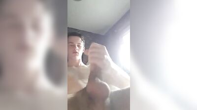 Handsome Fitness Model Pleasures His Ripped Body with a Huge Dildo while Posing on his Bed