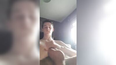 Handsome Fitness Model Pleasures His Ripped Body with a Huge Dildo while Posing on his Bed