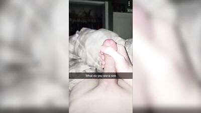 Teen boy gets verbally baited on Snapchat, leading to a hand job and a big load