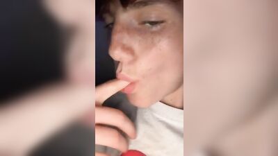 Starting small, with a solo web-cam blowjob