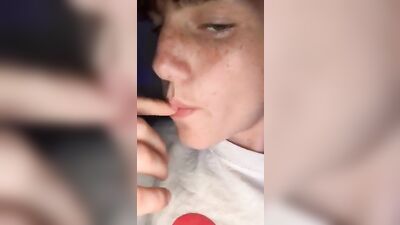 Starting small, with a solo web-cam blowjob