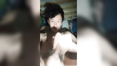 Web-Cam Handjob with Muscular Amateur Asian Solo Boy in the USA