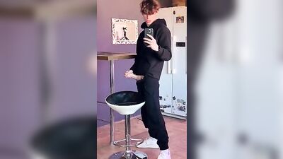 Blonde hottie Jacks Off in Kitchen