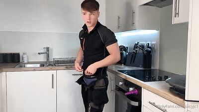 Dishwasher Disaster - Gay Amateurs Play with Toys and Big Cocks