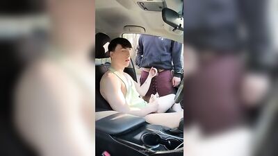 Bareback Bear Hits a Twink with Creamy Cumshots in the Parked Car with Older Men