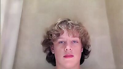 Young Gay Twink with Curly Blonde-Ginger Hair Gets Off in Webcam Show