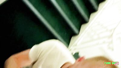 Blonde Twink Sucks Massive Cock In Public Stairwell - YUCKBOYSLIVE.COM