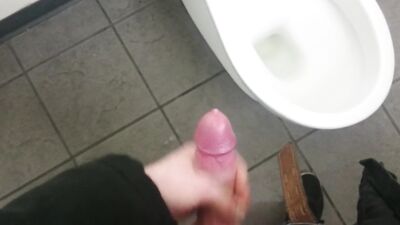 POV jerkin off in piblic toilet,cum on floor: fan requested
