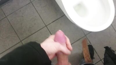 POV jerkin off in piblic toilet,cum on floor: fan requested