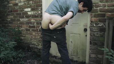 6-9-2016 --- big buttplug & fisting --- side of the house ---