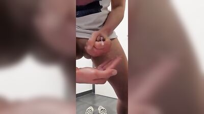 Blonde Guy in Sneakers And Sunglasses Cums On His Hand And Eats His Cum - Gay Porn