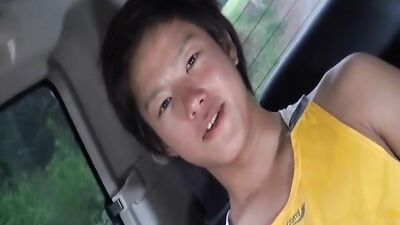 Handsome Asian Solo Twink Plugs His Ass and Jerks Off to Cum Shot on the Backseat of a Tube