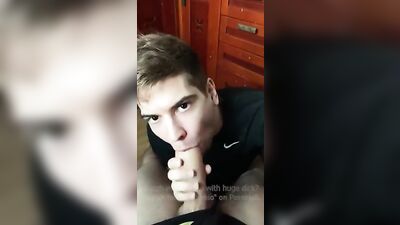 Young Man Gives a Thrilling Blowjob to a Huge Cock