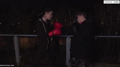 Two-Handed Wrestling Match Ends in a Massive Cumshot