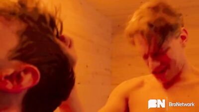 Big, Blonde and Bareback in the Casual Sauna - Action, Anal and Bareback Boners!