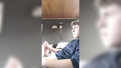 Young Blonde Dude Spills his Cream on a Sofa during a Private Masturbation Session