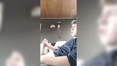 Young Blonde Dude Spills his Cream on a Sofa during a Private Masturbation Session