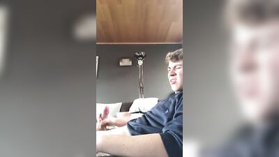Young Blonde Dude Spills his Cream on a Sofa during a Private Masturbation Session