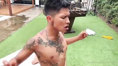 Garden of Eden: Bareback Blowjobs and Anal with Latino Twinky Threesome