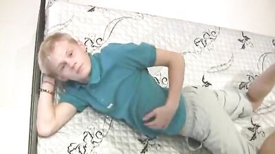 Young Blonde Male Model Posing Nude and Pleasuring Himself, Ending in a Cumshot