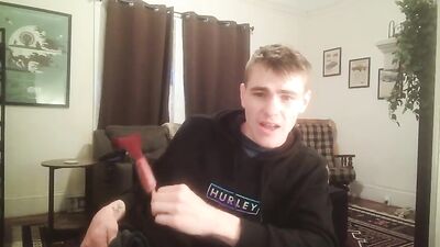 Gay solo web-cam twink strips down to his skinny body and fingers his own cock!