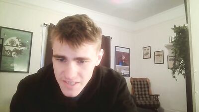 Gay solo web-cam twink strips down to his skinny body and fingers his own cock!