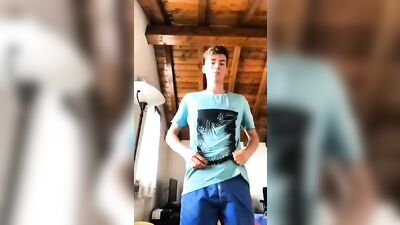 Handjob on webcam with a huge amateur cock