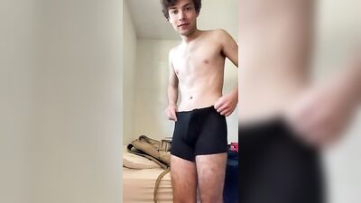 Young Shaven Hunk Loves to Play with His Manhood