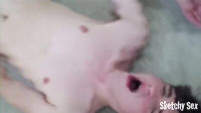 Gay college twinks engage in bareback group sex, cum shots and ass play