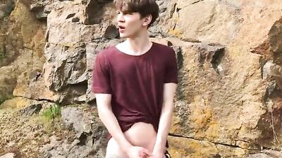 Frat Boy Cums Hard on the Streets of Town