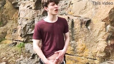 Frat Boy Cums Hard on the Streets of Town