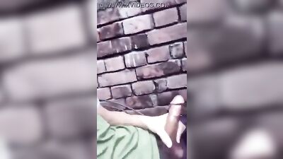 Jerking off in public while admiring big cocks with his Latino hands