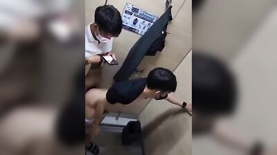 Safe Sex in the Restroom: Asians Enjoy Assplay with Huge Cocks