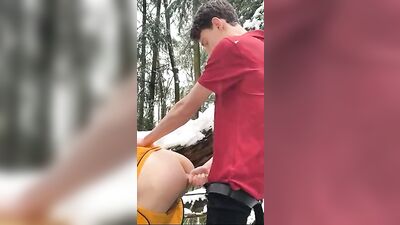 Snowy Raw Fucking: Two Hotties Bareback in the Snow 954