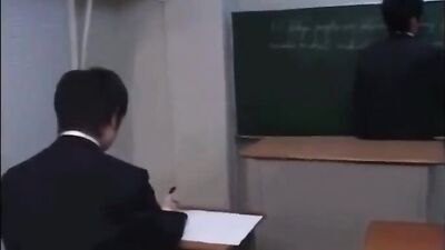 Japanese Teacher ＆ Student in Classroom Fucking & Cumming