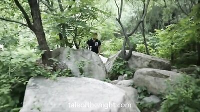 Streamside Seduction: A Bareback Asain Dad Pummels His Twink Step-Son in the Woods