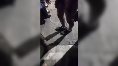 Gay Man Enjoys A Risky Meal In The Nude, Collecting His Food In An Amateur Public Display Of His Latin Big Cock