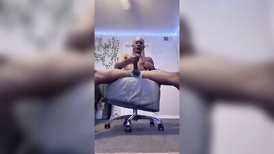 Amateur Black Twink Cums in His Bedroom in a Solo Handjob Scene on Camera