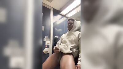 Public Bathroom Adventure - Black Cocks, Cumshots and Handjobs in the Open Air