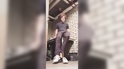 Young Nudist Goes Risky with Basement Jerk-Off in Public Square