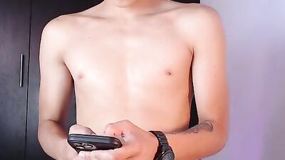 Web-Camming Latin Lover Drenches His Giant Dick in Sweat as He Teases and Pleasures Himself