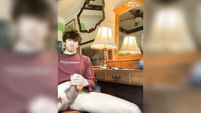 Handsome Young Man Cums All Over His Hands in a Web Cam Show