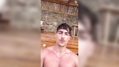 Solo Amateur Big Cock Handjob at the Swimming Pool, with Frat Guys