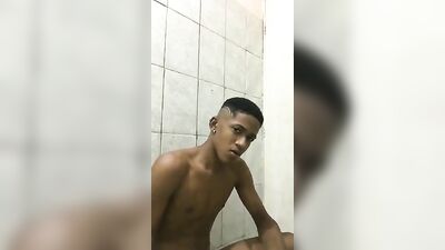 Young black stud shows off his big cock on webcam