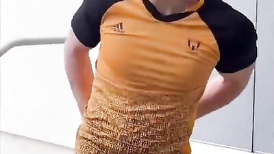 Jerking Off in Public: Teenager Masturbates with a Big Cock While Enjoying the Scenery