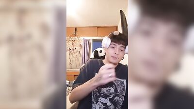 Young Argentinian Gamer Exposes His Huge Dick During a Smoke Break - Homemade Webcam