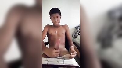 Smooth and Sexy Black Twink Gets Off, Cumming All Over His Face
