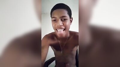 Smooth and Sexy Black Twink Gets Off, Cumming All Over His Face