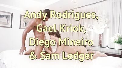 Bareback Brazilian Action: Three Muscular Latino Boys Take on Group Sex with Twink Four-Way, Tag Team Cum Shot