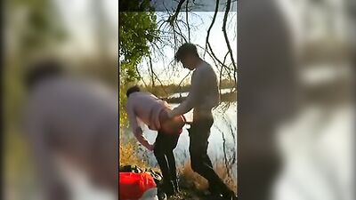 Buddies have fun in the sun while banging on the banks of the lake!